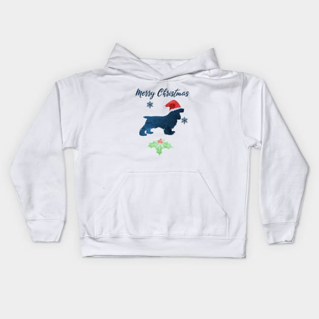 Christmas Cocker Spaniel Art Kids Hoodie by TheJollyMarten